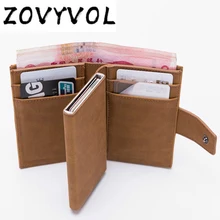 ZOVYVOL Rfid мужской кошелек для карт, кожаный тонкий металлический кошелек, кошелек для денег, мужской короткий клатч, волшебный Умный кошелек, маленький кошелек