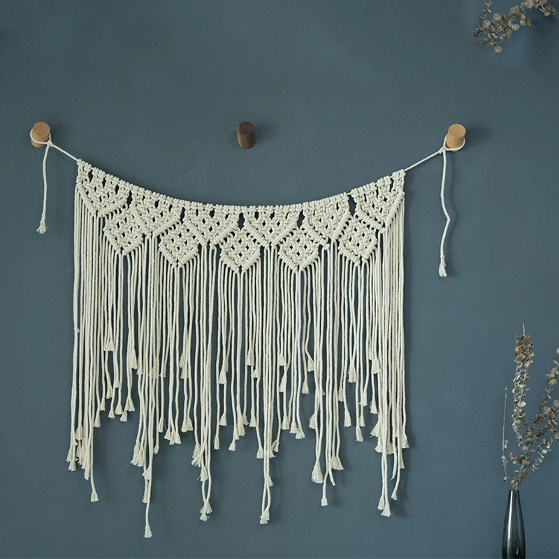 Koop Grote Macrame muur opknoping Fiber wall art Macrame gordijn Bohemian Wandtapijt Banner Macrame Boho Achtergrond Guirlande Cott