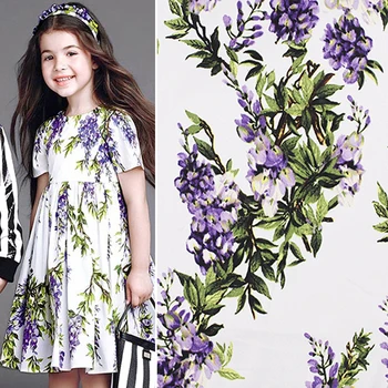 

European and American retro handmade DIY fabric wisteria high density elastic poplin clothing fabric