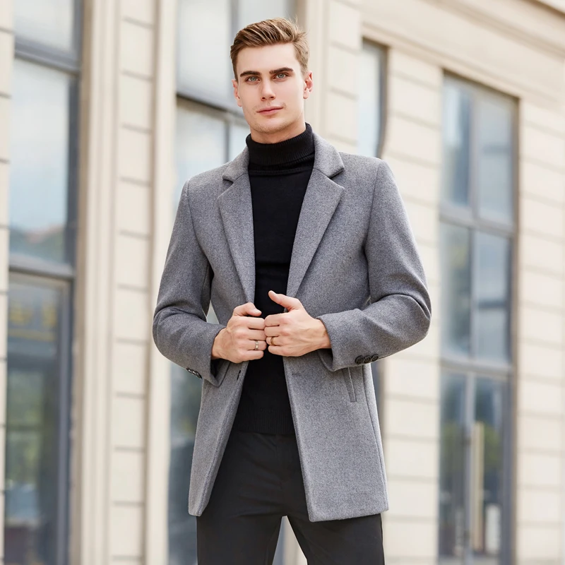 TIAN QIONG Men Clothes Autumn Winter New Long Wool Jacket Male Fashion Casual Thicken Slim Fit Mens Coat Brand Clothing