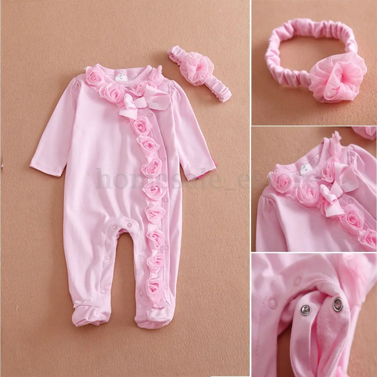 

22'' Pink Reborn Newborn Baby Girl Doll Clothes Jumpsuits + Headdress Handmade Baby Clothes Girl Clothes New Born Baby Clothes