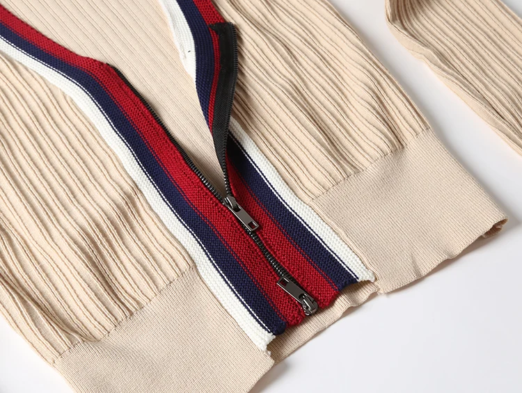 Autumn winter women sweater cardigans long sleeve V-Neck slim striped patchwork knitted female clothes casual zipper coat D236 Autumn winter women sweater cardigans long sleeve V-Neck slim striped patchwork knitted female clothes casual zipper coat D236