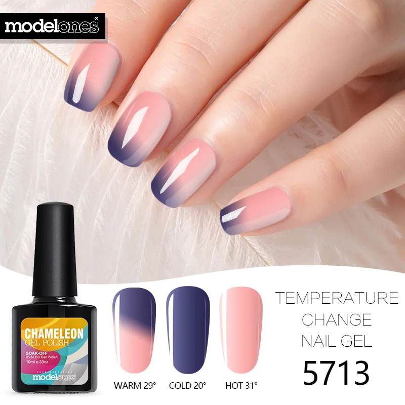 Modelones Хамелеон термо УФ-гель для ногтей меняющий цвет термальная светодиодная эмаль для ногтей замочить от температуры УФ-лак для ногтей гель - Цвет: 5713