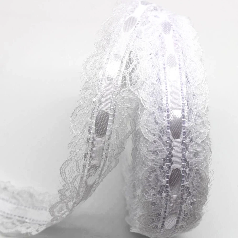 30MM 5 Yards 10 Yards 20 White Lace Ribbons DIY Handmade Material Headdress Hair Bows Christmas wedding Decoration Satin ribbon decoration ribbon supplies