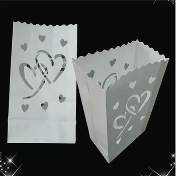 

Free shipping 20pcs heart style Candle Paper Bag Luminaries Wedding Valentine's Day barbecue Decoration
