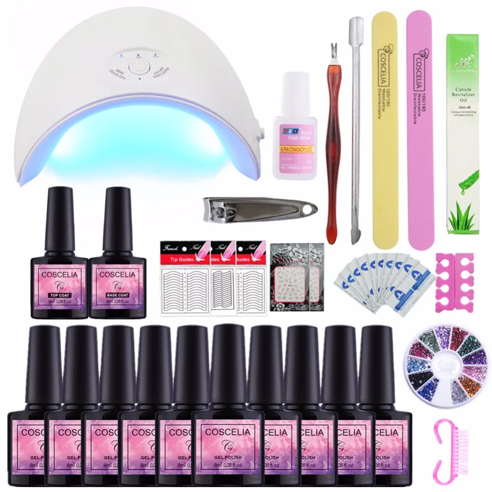 

Manicure Set UV Lamp Nail Set & 10 Color UV Gel Nail Polish Tools Set Solid Extension gel Nail Art Kits for Manicure