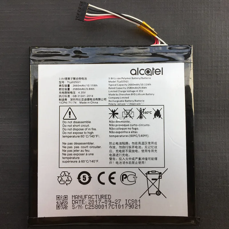

100% New Original 2660mAh For Alcatel TLp025G1 Battery