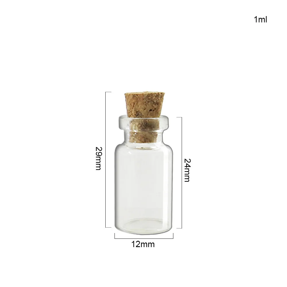 100 Small Glass Jars with Cork Stoppers, Mini Wishing Bottles Vials for Wedding Favors, 0.5ml to 5ml容器 image 3