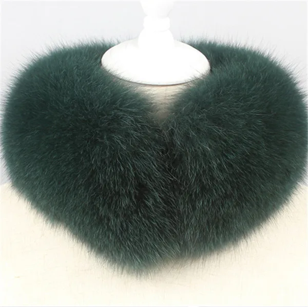 Hot Sale Real Fox Fur Collar Women Natural Fox Fur Scarf Winter Minter Multiple Colour Fur Scarves - Цвет: green