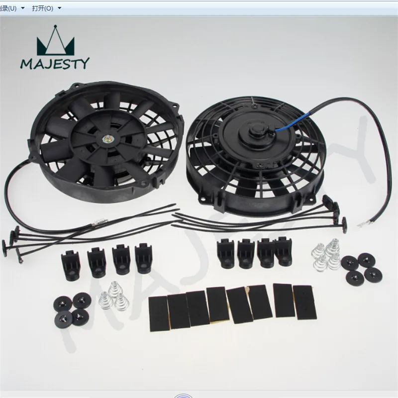 2x Universal 7" Electric Radiator/Intercooler 12v Slim Cooling Fan + Fitting Kit on Aliexpress