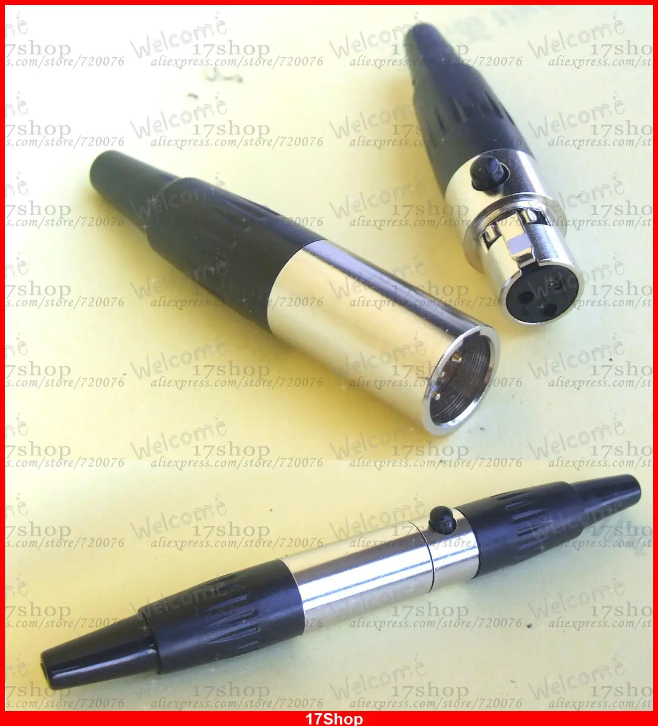 

10set Connector M/F- Mini XLR 3-Pin Male plug Cable Inline Female plug 3-pin TA3