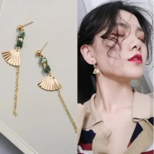 

e 123 2018 hot sweet bohemian retro hollow white tassel pendant fan earrings women fashion earrings jewelry accessories wholesal