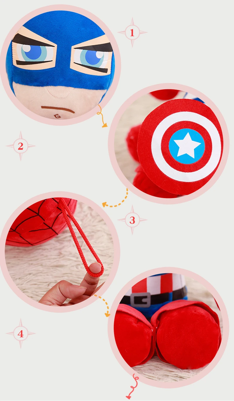 25 см мягкие супер герой Капитан Америка Железный человек паук Плюшевые игрушки фильм «мстители» Куклы Дети День рождения подарок на день