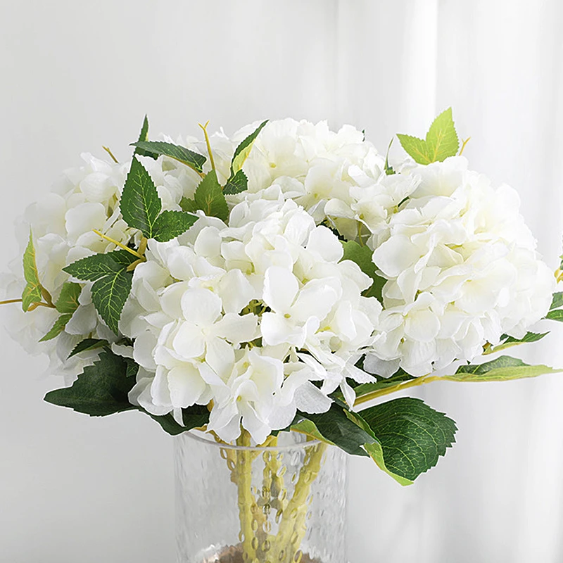 High Quality 45cm Artificial White Hydrangea Flower Ball Silk Hydrangea