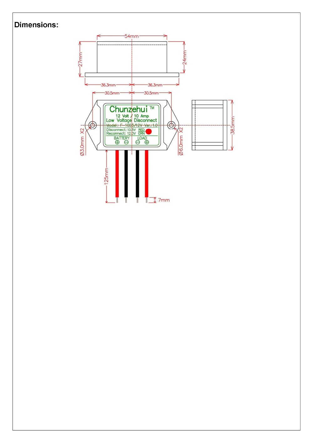 Chunzehui низкая Напряжение отключения модуля LVD 12 V 10A защищают/продлить Срок службы