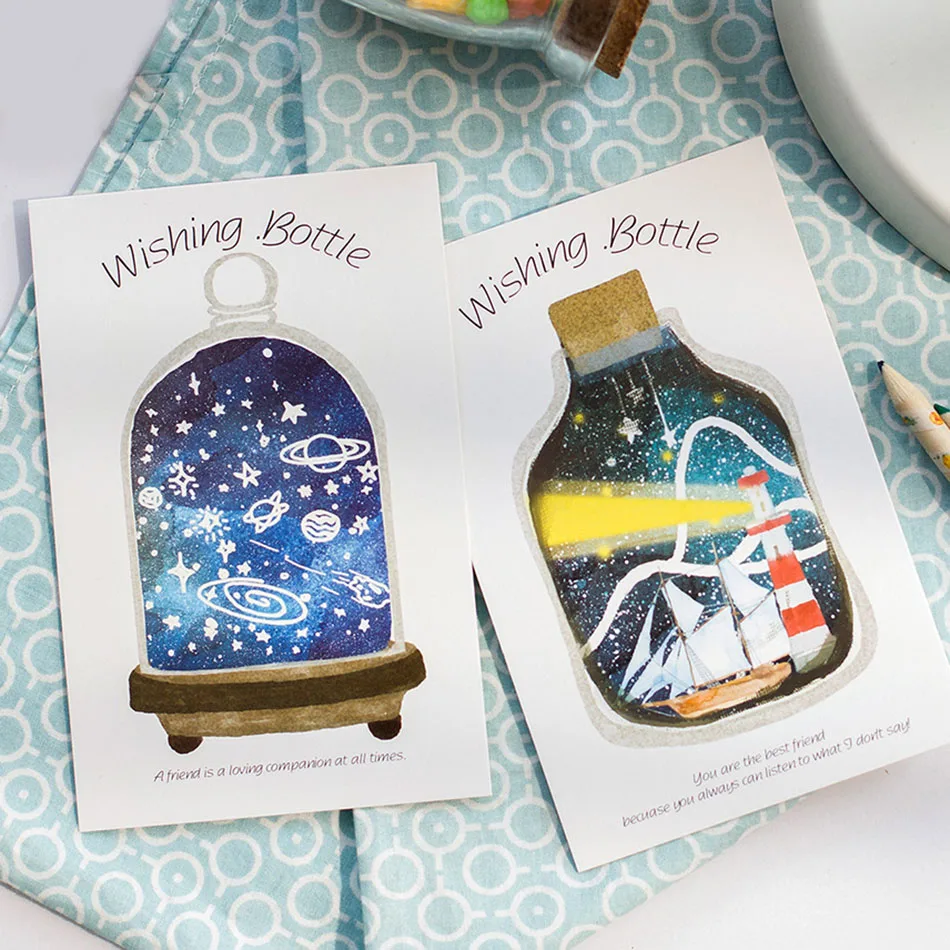30pcs/box bookmarks Wishing Drift Bottle Luminous Postcard Birthday Letter Envelope Gift Card Set Message | Канцтовары для офиса и