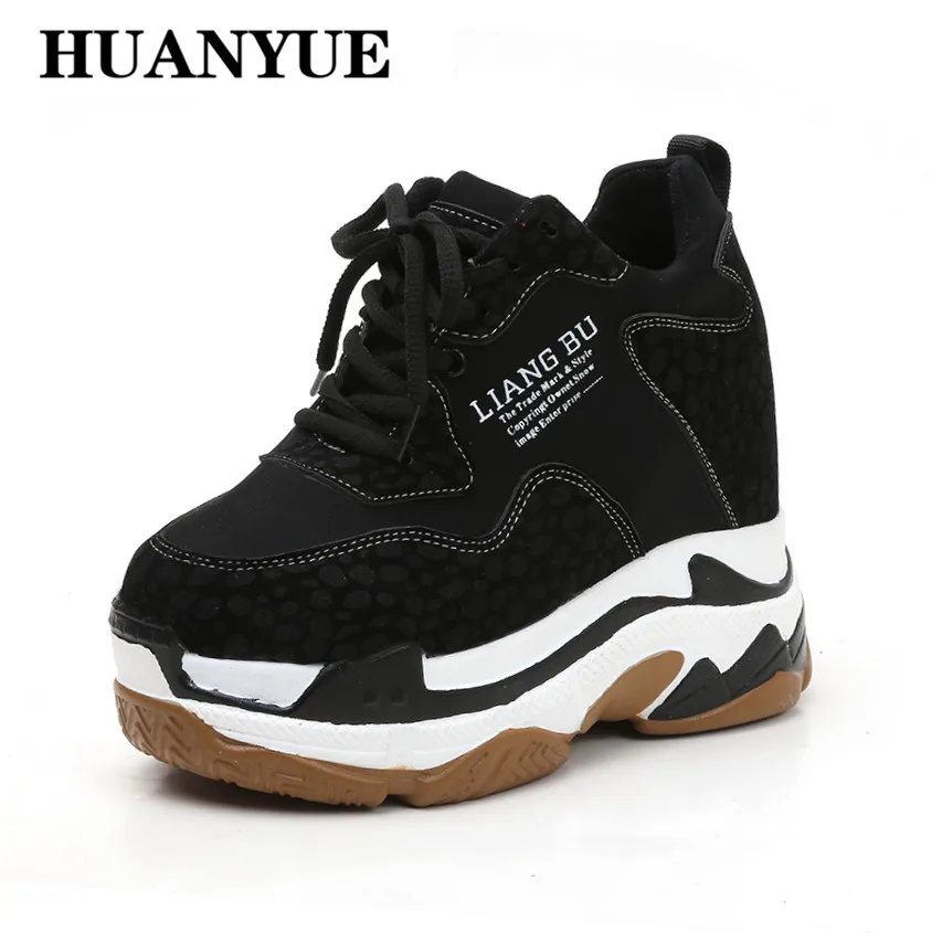 

New 2018 Autumn Women Casual Platform Shoes Wedges 11CM High Heels Breathable Height Increasing Winter Woman Thick Sole Sneakers