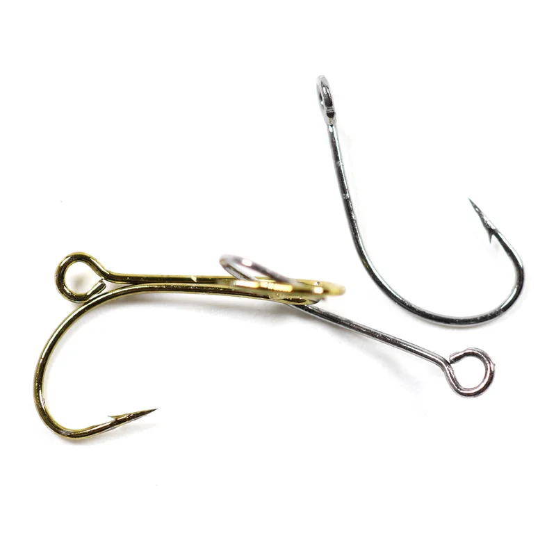 

Bimoo 50pcs Big Eye / Ring Fly Tying Hook Single Spoon Hook Bronzed Silver Color Trout Fishing Fly Hooks