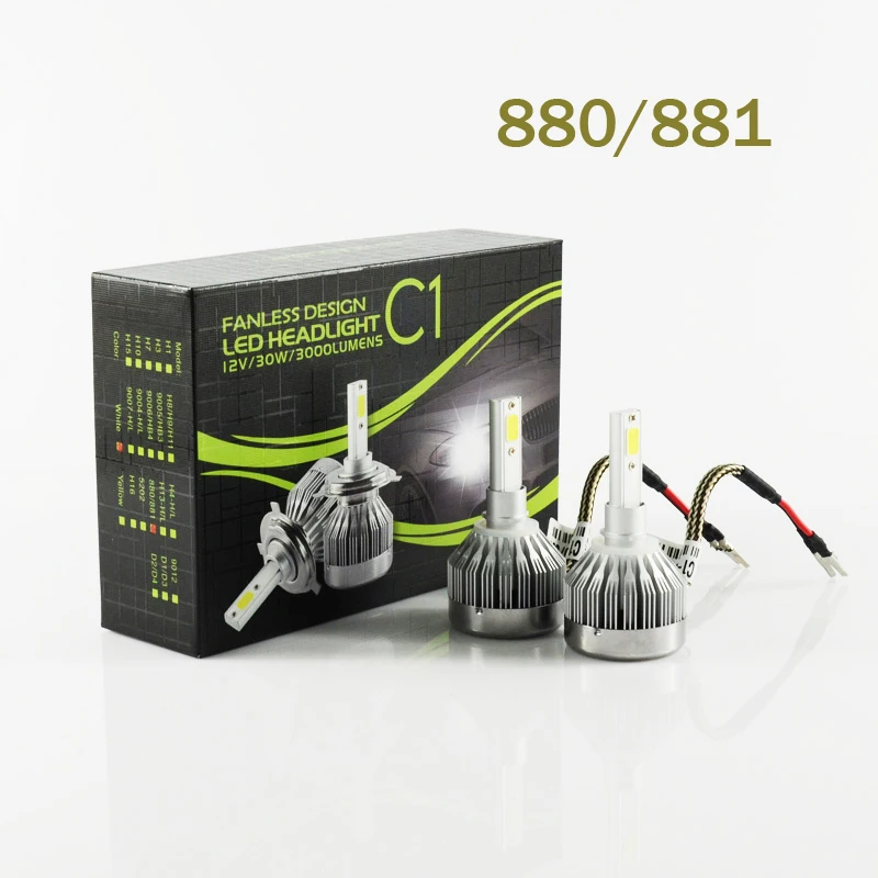 

2018 Promotion Pair 60w 880/881 6000lm Super Power Car Headlight Lampadine Kit Singolo Fascio Auto Faro Luci Bianco Freddo