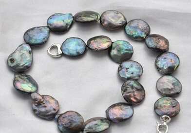 

N2375 coin black freshwater pearl necklace % Discount AAA