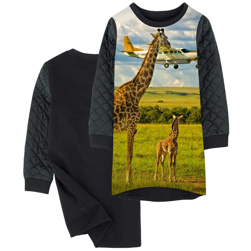 baby kids winter Dresses The giraffe Print Kids Clothes grid new