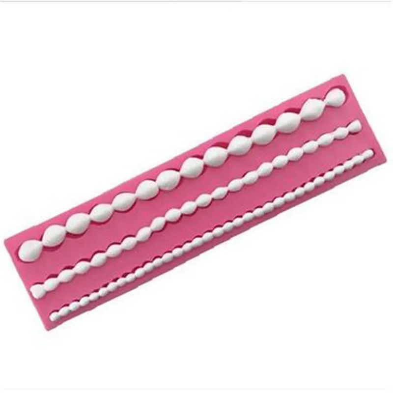 Cute Pearl String Beads Silicone Mold Cake Decorating Fondant Baking Mould DIY Gumpaste Chocolate Kitchen Tools |