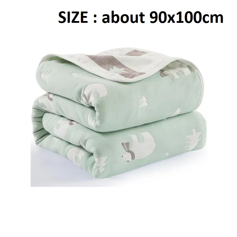 green bear90x100cm Многофункциональное детское одеяло, шестислойное Хлопковое одеяло, Пеленальное Одеяло для новорожденных, дышащее влажное одеяло для сна, диванное одеяло для отдыха покрывало для сна - Цвет: green bear90x100cm