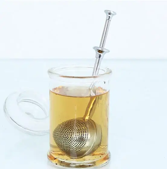 Creative 304 stainless steel tea filter strainers bags long handle bar
