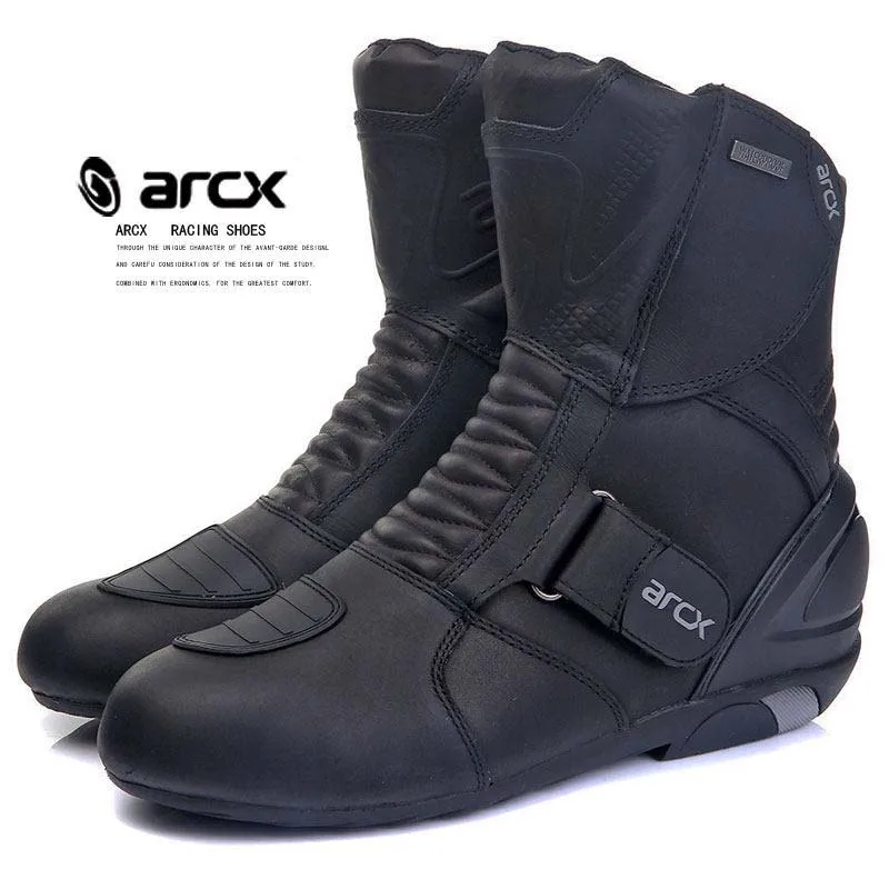 ARCX мужские мотоциклетные ботинки из натуральной коровьей кожи; водонепроницаемые уличные ботинки для мотогонок; сапоги для мотокросса в байкерском стиле