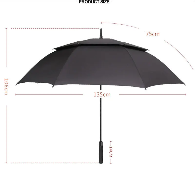 Двойной гольф зонтик Для мужчин сильный Ветрозащитный солнцезащитный крем полуавтоматическая длинный зонтик большой Для мужчин и Для