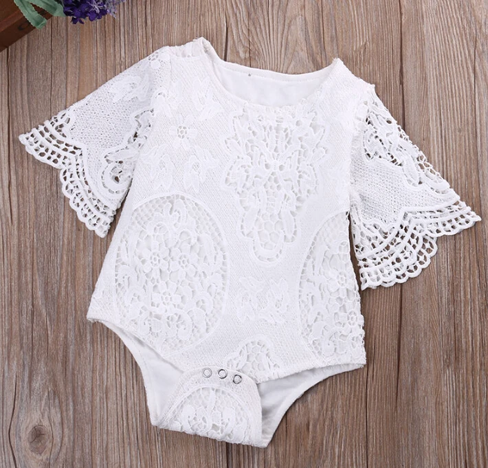 

Newest Newborn Baby Girls Lace Floral Short Sleeves Romper Jumpsuit Playsuit Baby Outfits Sunsuit Clothes
