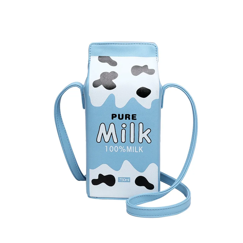 

printing friut milk women shoulder bags mini phone wallet bags small pu leather female crossbody bag