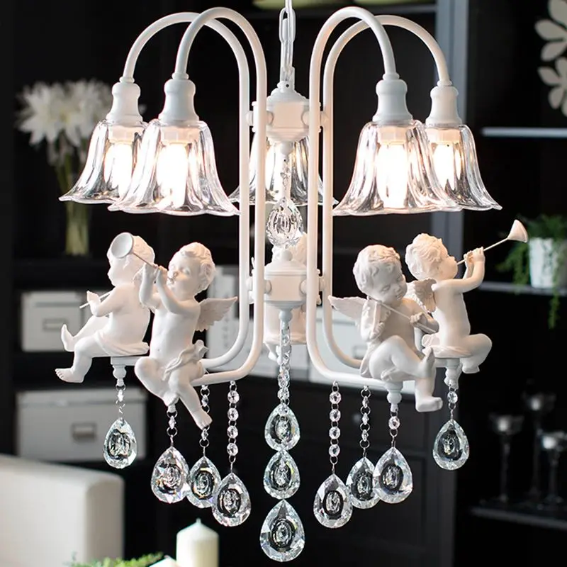 Современные хрустальные люстры с ангелом для гостиной свет современные лампы блестящие светодиодные