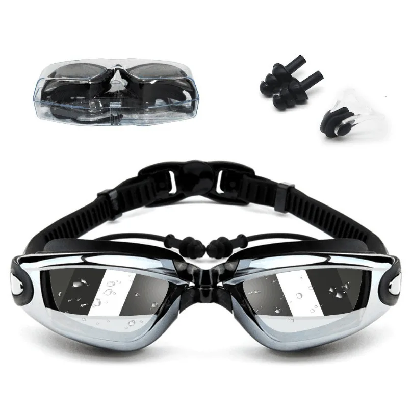 

Swimming Goggles HD Anti-Fog UV Protection Swim Glasses with Earplugs Nose clips Case for Adult Kids in Swimming pool 25