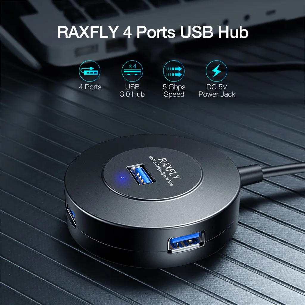 

CARPRIE USB HUB Multi-Port USB Extension Hub Slim Size Design USB3.0 SuperSpeed 4-Port 5Gbps Hub With ON/OFF Switch 19JUN19