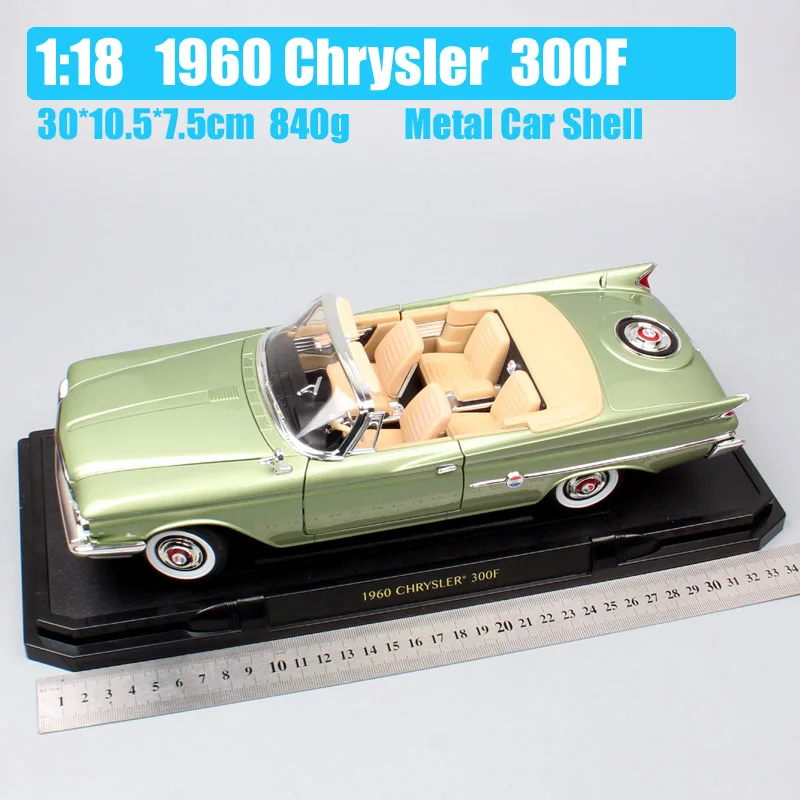 1:18, классика, Chrysler 300 F 1960, мускулы, большие машинки, серия букв, литые под давлением машины, модель, игрушки, миниатюры для мальчиков, коллектор - Цвет: 1960 Chrysler 300F