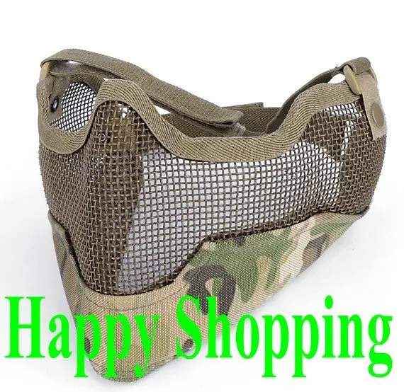

wargame cosplay metal mesh masks half face airsoft protect mask Multicam
