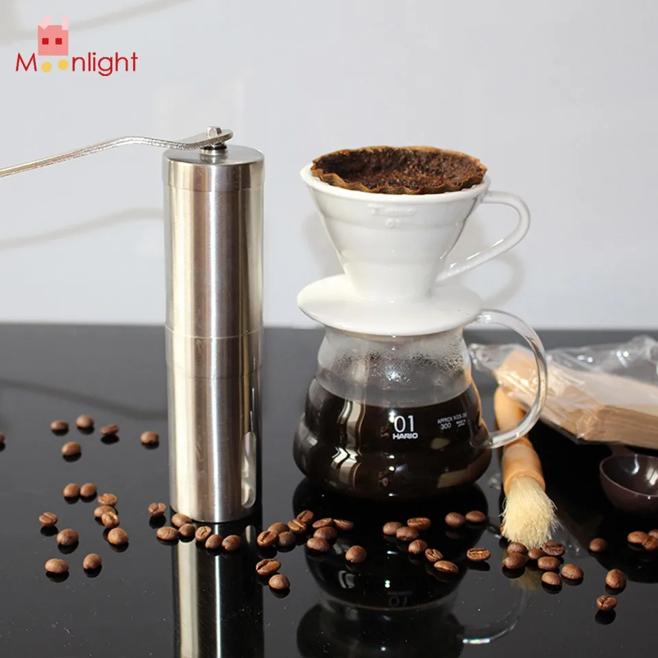  BEST Stainless Steel Coffee Grinder Machine Manual Coffee Bean Grinder Mill Home Kitchen Manual Hand Coffee Grinder Tool Silver 