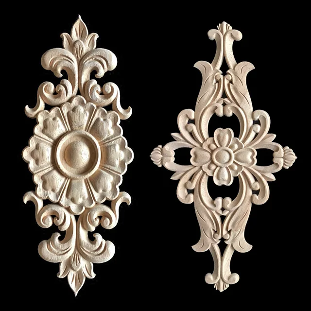 Europe Wood Carving Applique 37cm Furniture Accessories Door