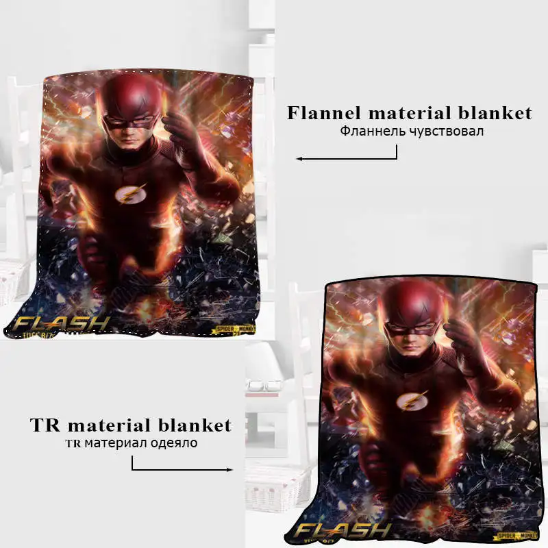 Custom Superhero The Flash Blanket - Flannel Fabric - Sizes: 120X160cm, 150X180cm, 175X200cm - Sofa Bed Throw Blanket for Kids and Adults - Warm and Cozy Blanket image 2