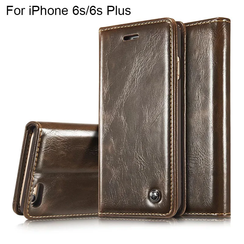 Luxury For Flip Cover iPhone 6 plus Case Wallet Card Holder Pouch For iPhone 6s Plus Case Leather Phone Case Vintage Real Skin