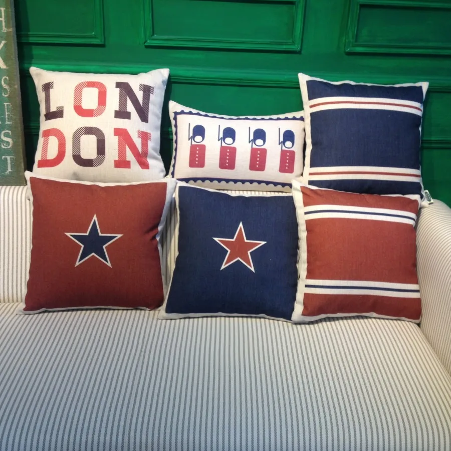 British American Country Cushion Core Stripe Star Sofa Cojines Throw