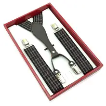 Классические мужские подтяжки на 3,5 см, регулируемые четыре зажима на Y-back, эластичная подвеска с пластиковой картой, клетчатые подтяжки в горошек