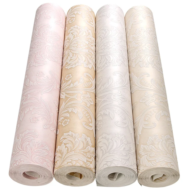 Modern European Style Floral Wall Papers Home Decor 3D Embossed Damask Wallpaper Roll Bedroom Living Room Sofa TV Background
