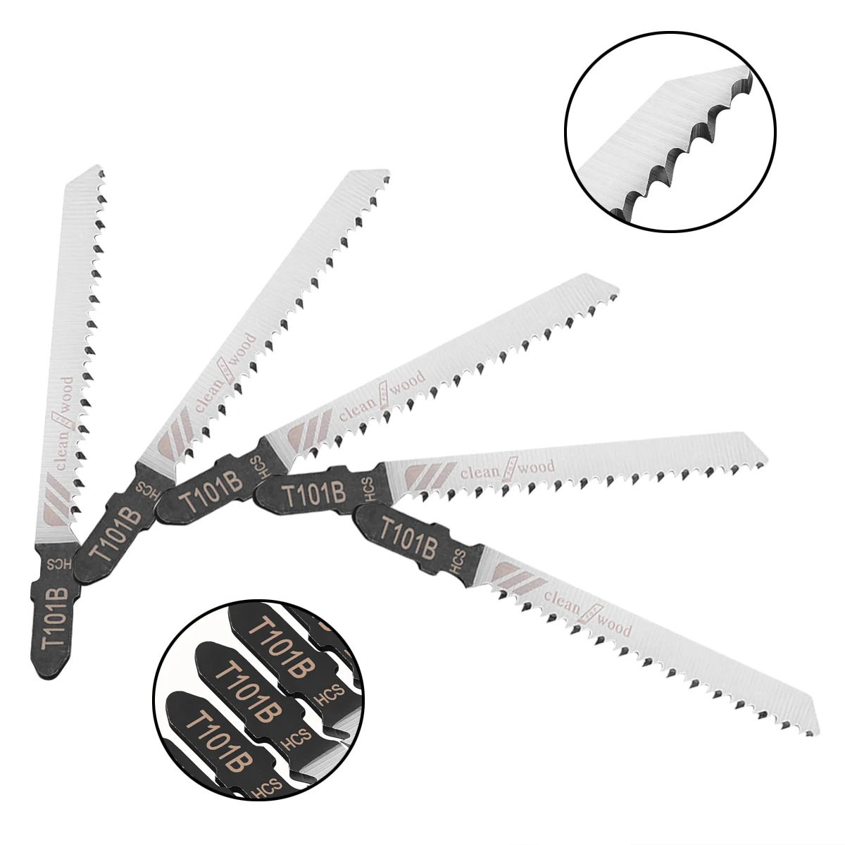 5pcs/lot T101B T-Shank Jigsaw Blades Wood Cutting Tool Kits Softwood & Hardwood 100mm For Wooden Plastic