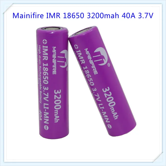 Заводская розетка Mainifire высокого качества 18650 40A IMR 3 7 v 3200mah перезаряжаемая литий