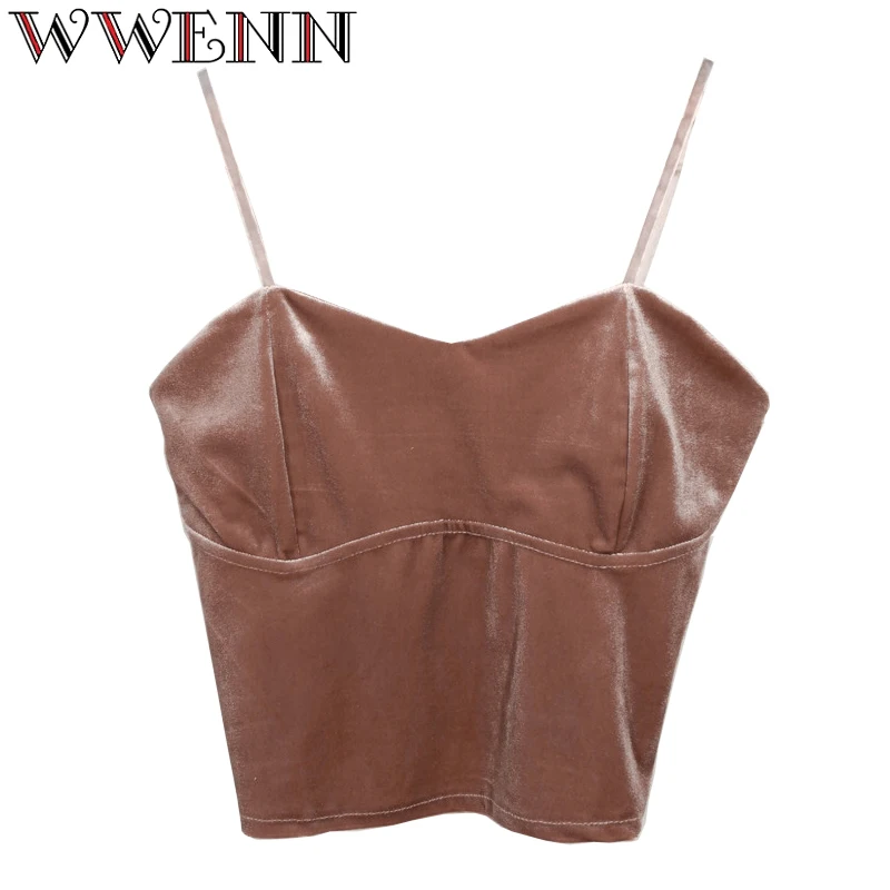 

Summer top Women Camisole Tank Top Femal Velvet Crop Top Women Tops Streetwear Short Cropped Cami 90s Tees cropped feminino