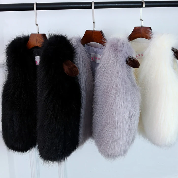 

European Style Kids Fur Vest Fashion Faux Fur Girls Coat Autumn Winter Children Waistcoats Brand Fur Outerwear Colete