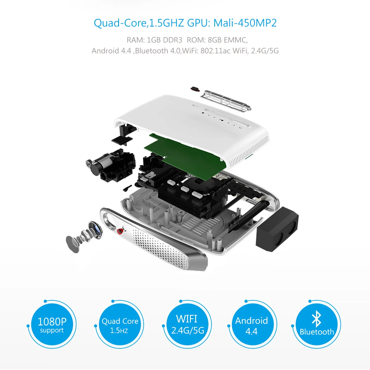 Rigal RD602 DLP Мини 3D проектор 600Ansi 7000 люмен Android WiFi Проектор активный затвор Full HD 1080P