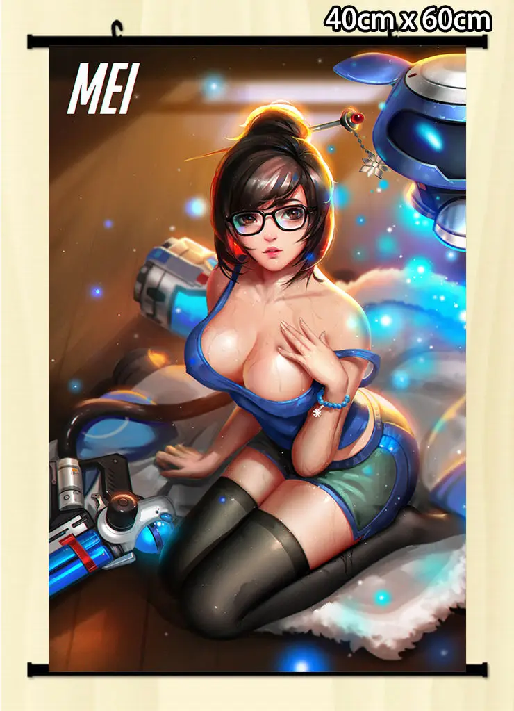 

Free shipping Wall Scroll Poster Overwatch Mei home decor Japanese Anime